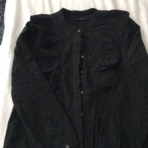 Madewell Black Eyelet Longsleeve Shirt